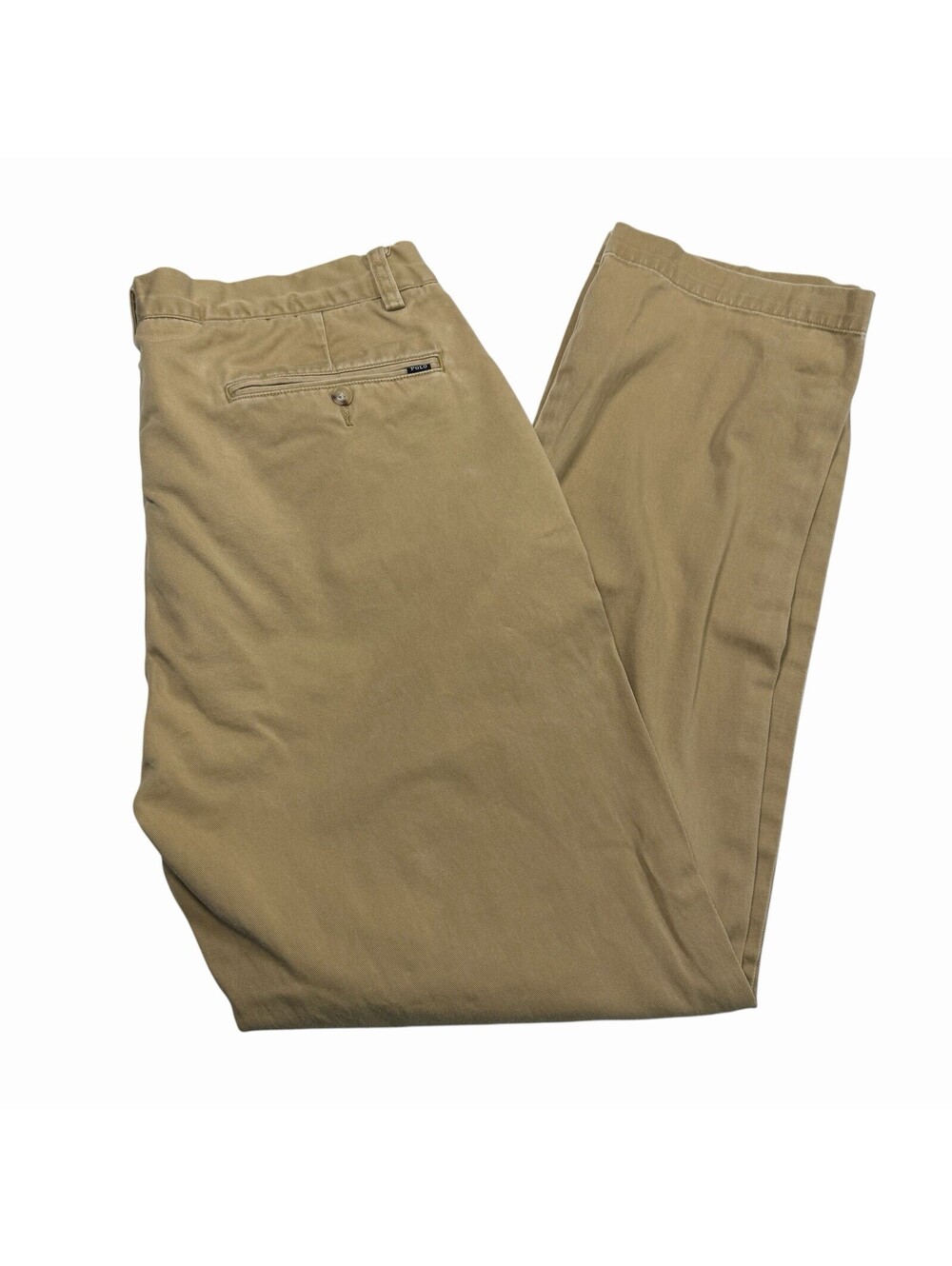 Polo Ralph Lauren Men's Khaki Tan Flat Front Pants 34x32 Classic Fit Chino